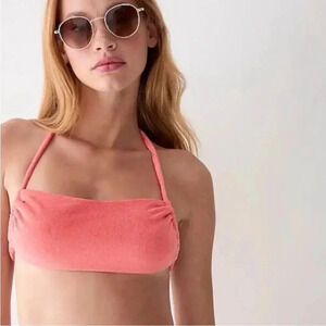 J.Crew Tie back bandeau bikini top in terry Coral Size 2X New With Tags!